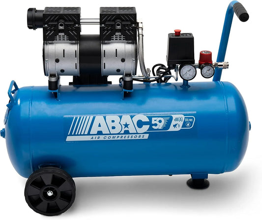 ABAC geluidsarm luchtcompressor EASE-AIR 50, olievrije luchtcompressor met 8 bar, 1 pk, 59 dB en geluidsarme werking