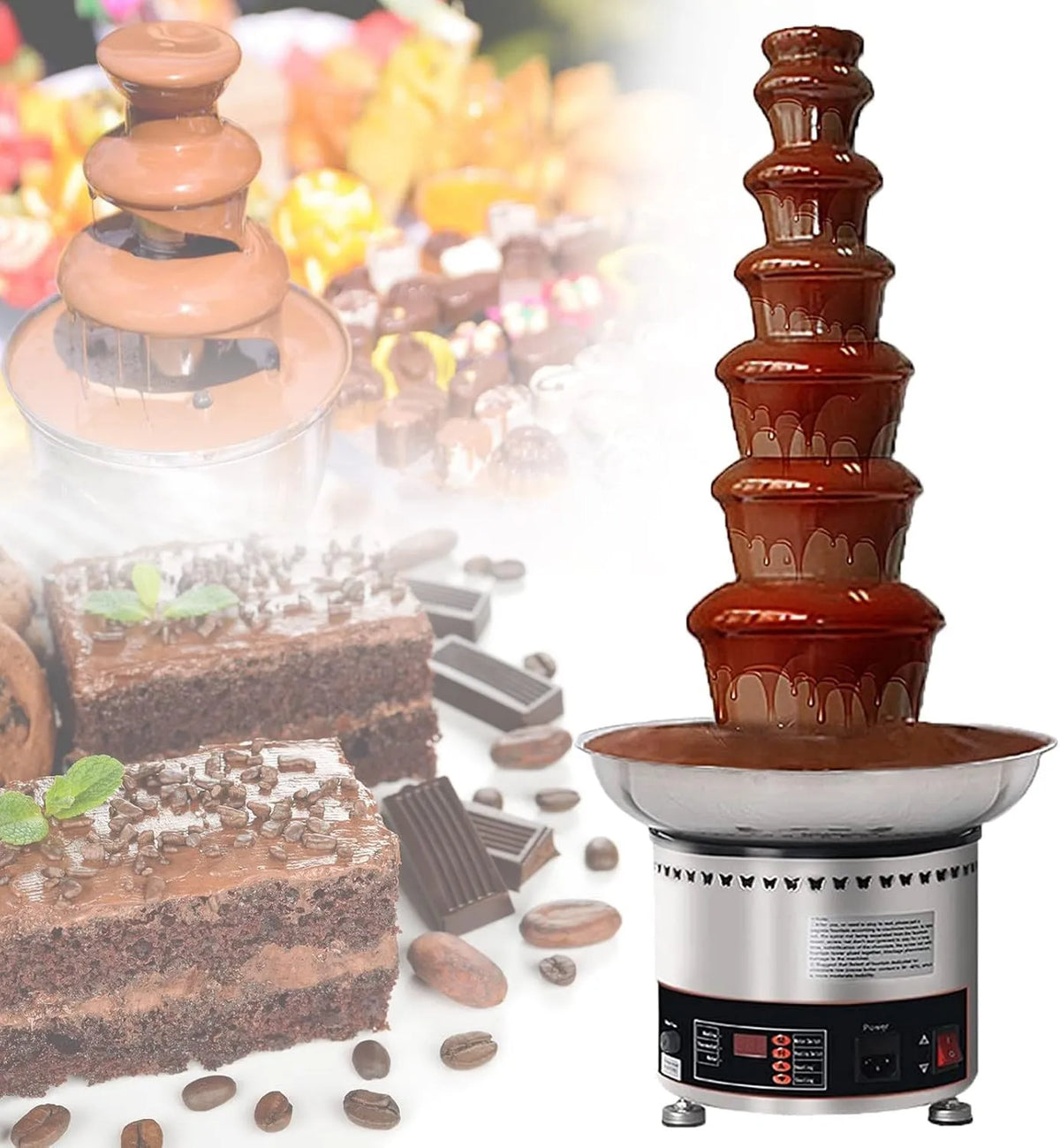Fondue Fountain Machine, Koekjes,7Tier, Kersen, Aardbeien, Marshmallow