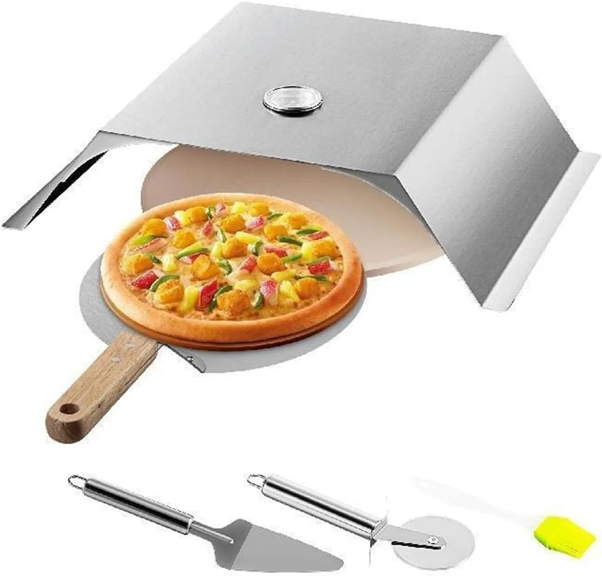 Inbouwoven, 13 Inch Pizza Oven Kit RVS Duurzaam, Duurzaam Inclusief Pizza Kamer Eenvoudig te Bedienen