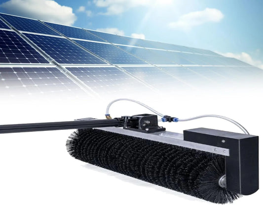 Machine, zonnepanelen, elektrische rolborstel en telescoopstang, het onderhoud van kantoorgebouwen en tuinen