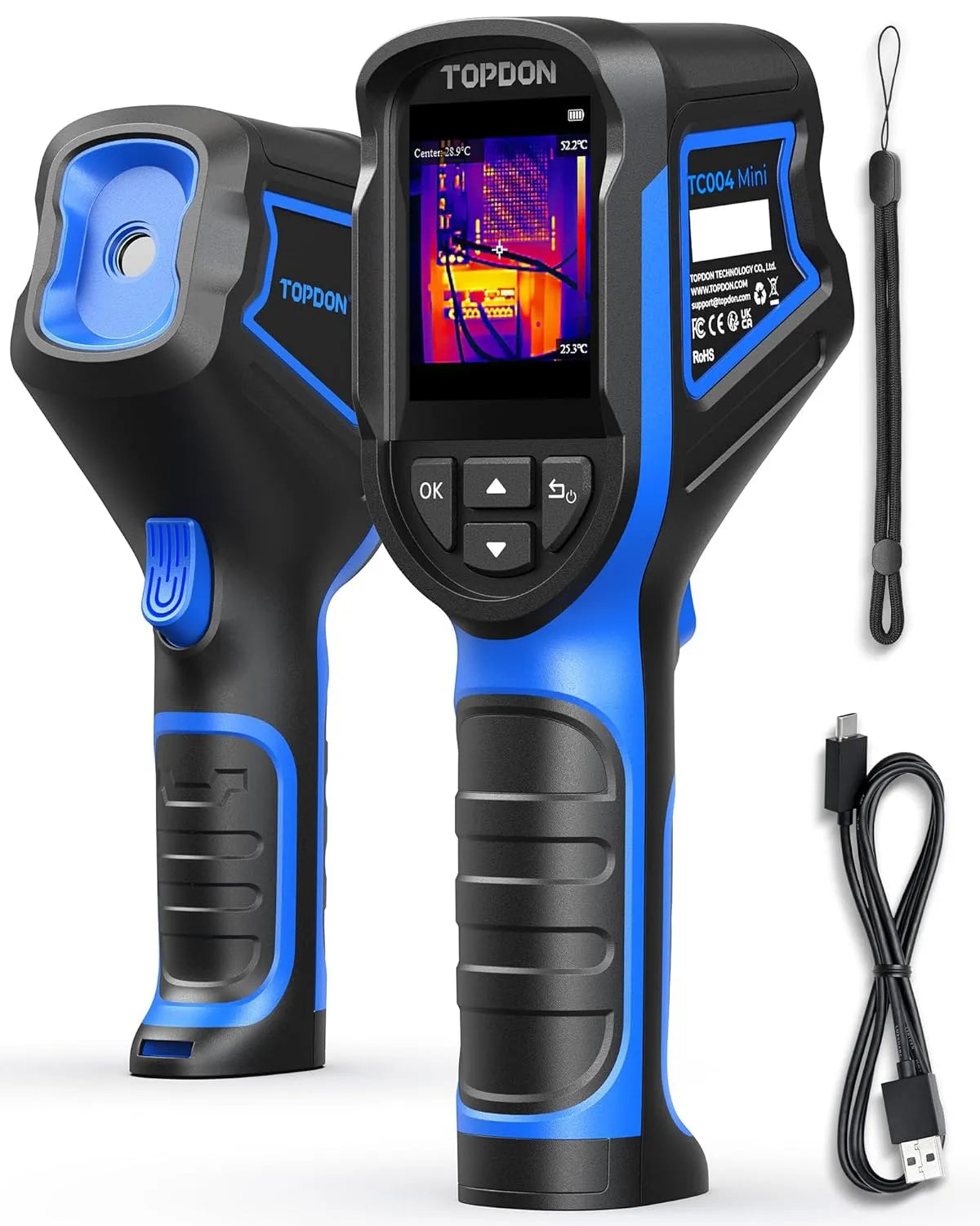 Handheld thermische camera TC004 met 15 uur, 25 Hz, 20 °C, 450 °C en draadloze werking