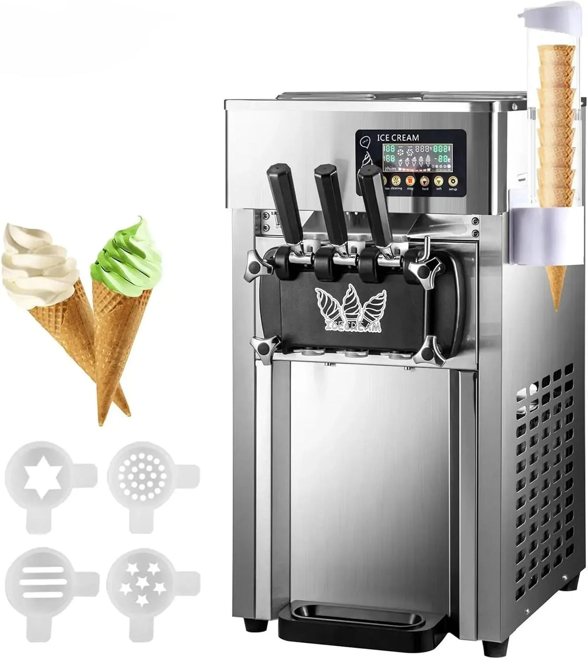 Machine met 18 l/u, zachte service, 1200 W, 3 smaken en automatische reiniging voor yoghurt, met lcd-paneel