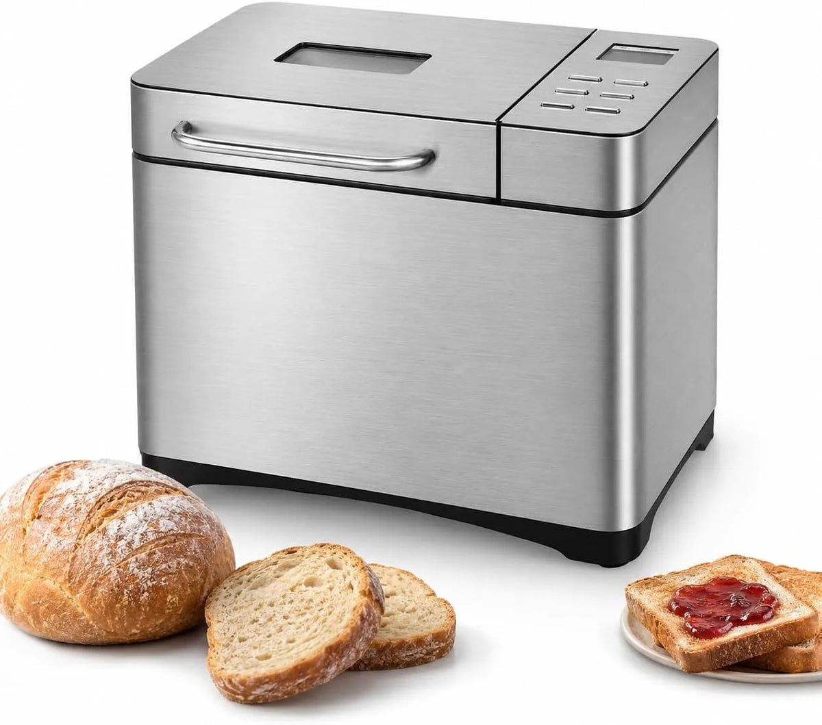 Broodbakmachine met 1000g, 19 Programma's, digitaal display en RVS