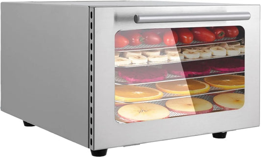 Droger, 400 W, 20-90 °C, commerciële voedseldroger voor fruit, jerkys, 24 uur, timer, groenten, 5 lagen
