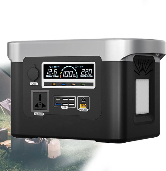 Draagbaar energiestation met 480Wh, 800 W, 220V, 600Wh, zonne-energie en zwart