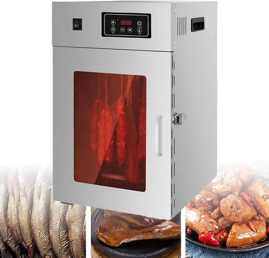 Droger met 800 W, 30-90°C, 0-24 uur, 30 minuten, timer, RVS en gerichte luchtcirculatie