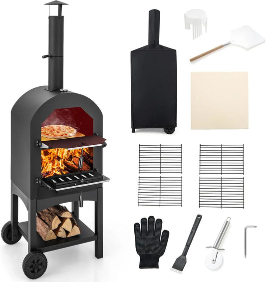 COSTWAY Inbouwoven met 3–5 minuten, 1–5 minuten, 288 °C, 30,5 cm en accessoires inbegrepen