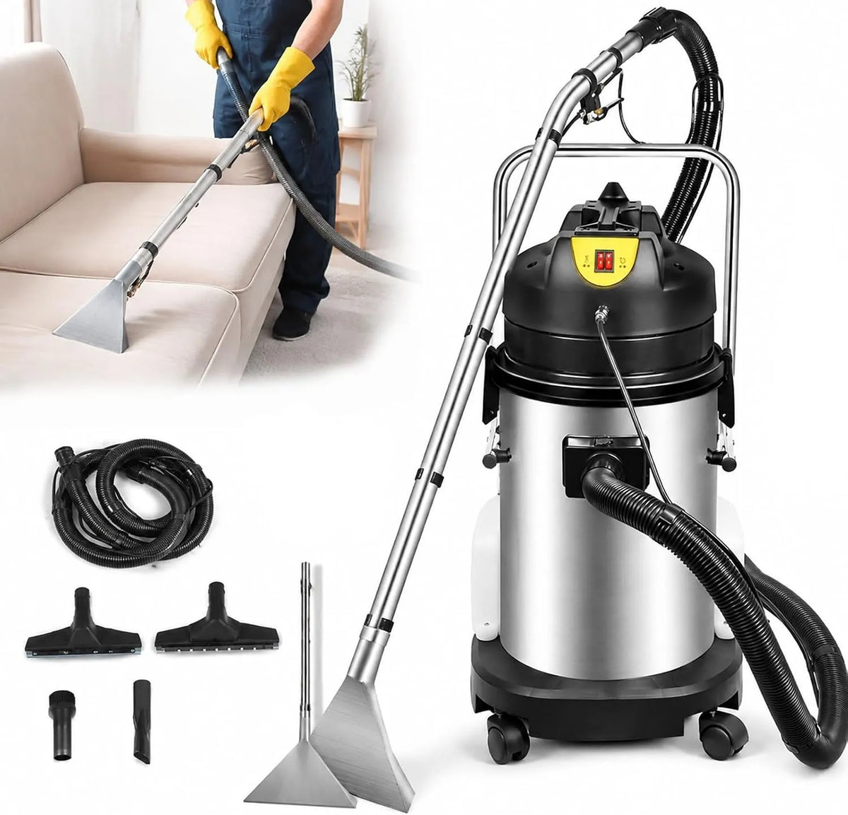 Reiniger met Professionele tapijtreinigingsmachine, 3-in-1 sproei-extractiereiniger