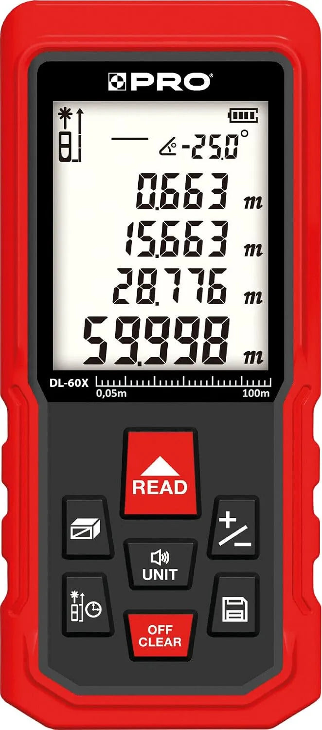 Meter, 1 mm, 4 modi, achtergrondverlichting en toetsen, draagriem en etui IP54, compatibel
