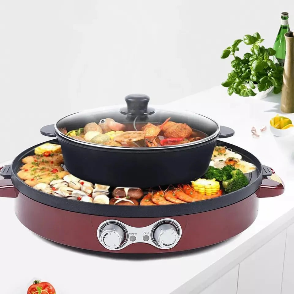 Barbecue, 2-in-1, slaapzaal thuis rood, en raclette 2200 W grill barbecue
