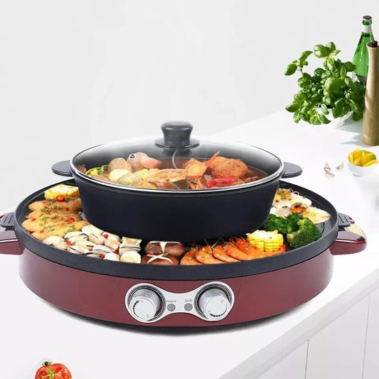 Barbecue, 2-in-1, slaapzaal thuis rood, en raclette 2200 W grill barbecue