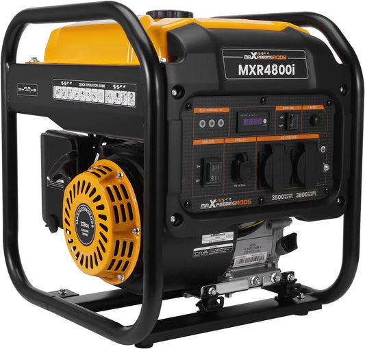 MaXpeedingrods Inverter stroomgenerator 3800 W benzine 4-takt met twee 230V met 3800 W, invertertechnologie en benzineaandrijving