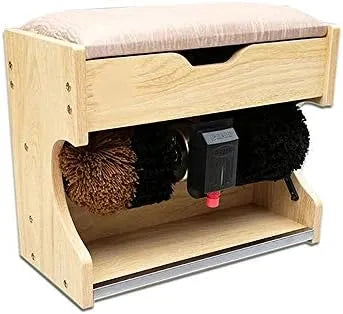 Machine, glansmachine Elektrische schoenborstel met opbergdoos Houten, 4 kleuren zijn optioneel Elektrische schoenpoetsmachine