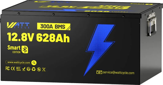 WattCycle 12V 628Ah LiFePO4 Lithium Accu met Bluetooth LiFePO4 met 12V, 8038Wh, 300A, IP65 en Bluetooth