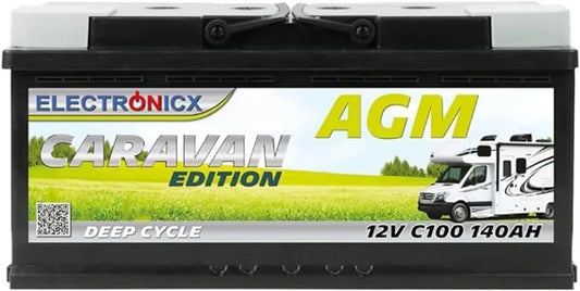 ELECTRONICX AGM Deep Cycle Accu 12V 140Ah C100 Caravan Editie C100 met 12V en 140Ah