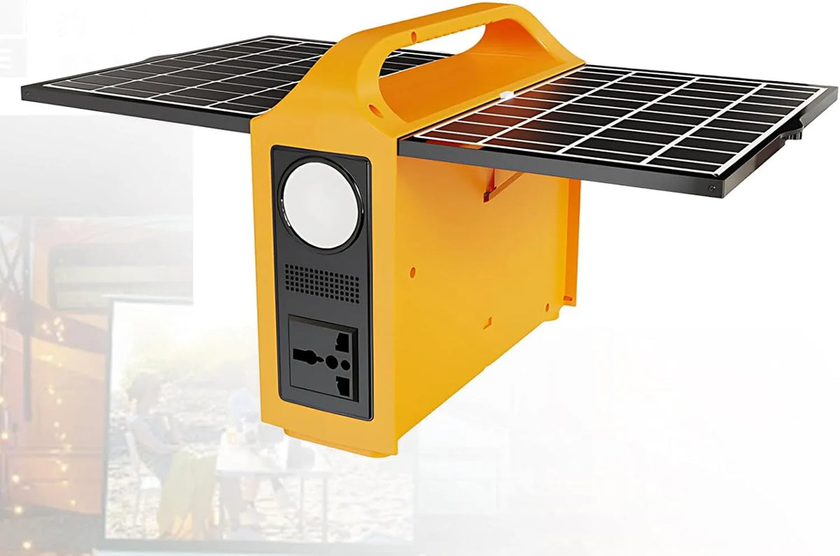 Draagbaar Energiestation Met Zonnepanelen, USB, 5 Uitgangen Zonnegenerator, 100 W 76,8 Wh Back-Up Batterij