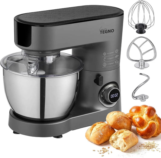 Keukenmachine, Professionele Keukenmixer met 6.5L Edelstalen Mengkom, Steel Mixer, Beslag, LED Display, 1500 W Krachtige Standmixer voor Deeg, Linea