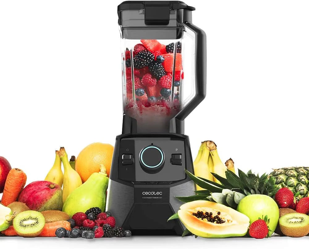 Blender, 2000 W, 8-mes, 3 vooraf ingestelde programma's, zwarte titanium coating, plastic vierkante kan, BPA-vrij