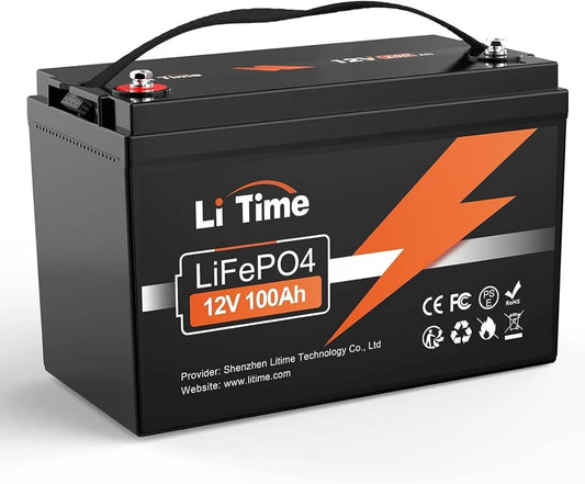 LiTime LiFePO4 Accu 12V 100Ah Group 31, 100A BMS Lithium Accu voor Camper LiFePO4 met 12V, 100Ah en Bluetooth
