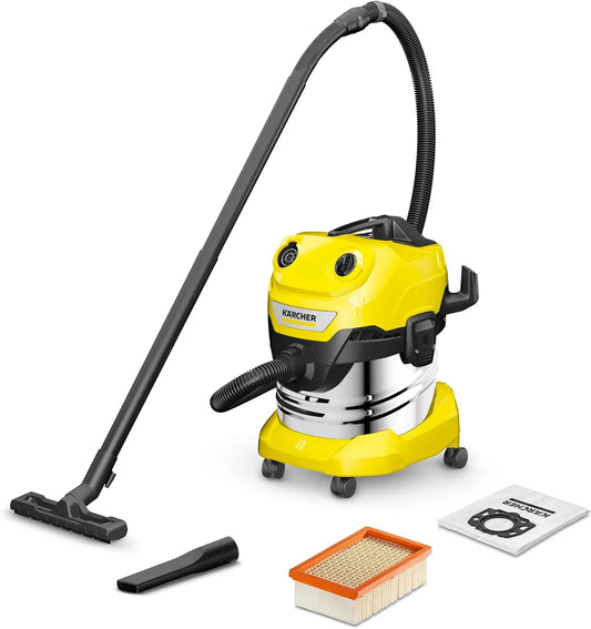 Kärcher, 1000 W, Nat- en droogzuiger, 20 l roestvrijstalen reservoir, 5 m kabel, 2,2 m zuigslang