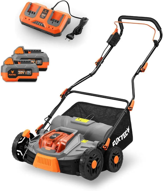 Verticuteermachine FX-E2VE38SET met 38 cm en 2-in-1, FUXTEC accu verticuteermachine FX-E2VE38SET werkbreedte 38