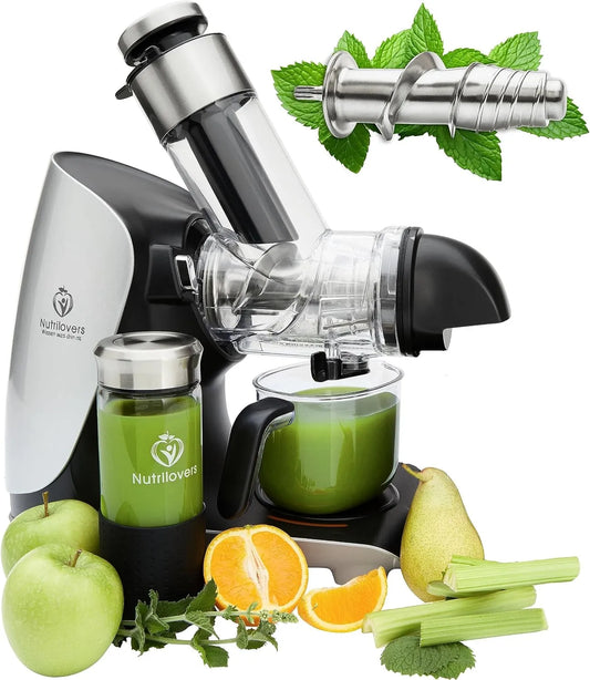 Groen-PRESS EDELSTAHL Slow Juicer Schacht BPA-vrij Voor Hele Vruchten, Selderij, Groenten en Fruit, Testwinnaar
