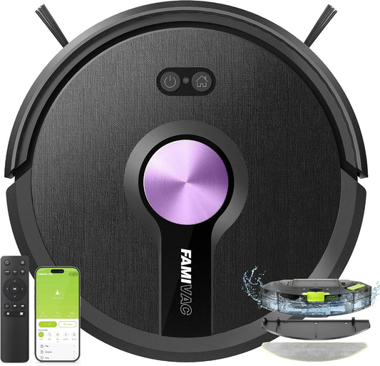 Robotstofzuiger R10 met 6000 Pa, 200 minuten, 3-in-1, Intelligente navigatie, wifi, oplaadstation, automatisch opladen en voor tapijt, harde vloeren