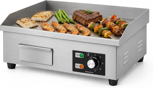 Thermostaat Verwarming x35cm.Roestvrij Groenten.3000 W met 3000 W, 8 mm, Elektrische Keuken Bakplaat.Professionele Kookgrill 55x35cm.RVS, Thermostaat