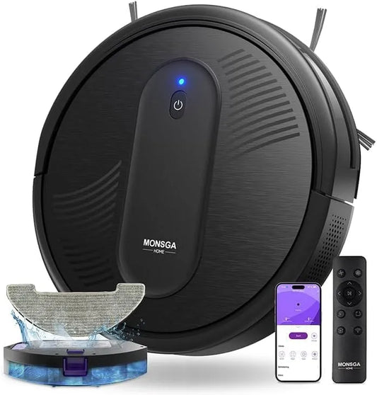 Robotstofzuiger met 4000 Pa, 3-in-1, 140 minuten, afstandsbediening, app-bediening, geluidsarme werking, automatisch opladen en voor tapijt, harde