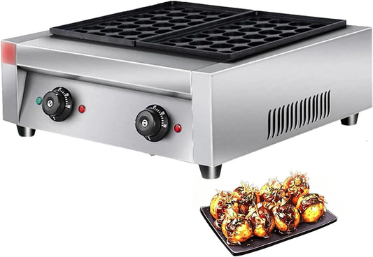 Machine met instelbare temperatuur 0-300 °C voor octopusballen, snackbar, 4KW commerciële grillmachine, Elektrische Takoyaki-maker en thuisgebruik