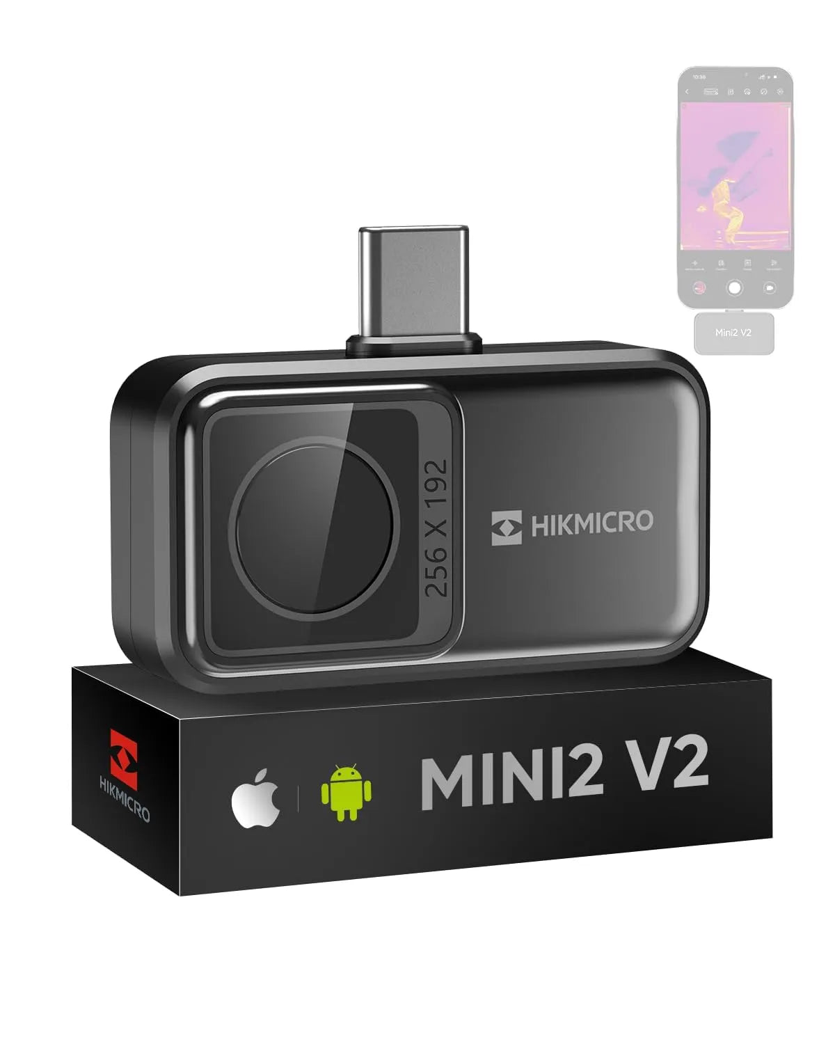 Camera Mini2 met 512×384 SuperIR, USB-C/Lightning-connector geen accessoires, 256×192 IR-resolutie, ondersteunt iPhone 15/16, 25Hz