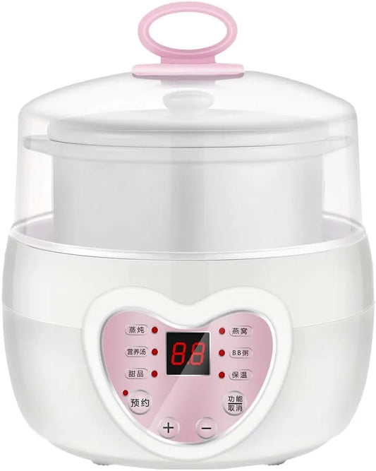 Slowcooker, 9,5 uur, elektrische stoofpot 0.8L keramische voering slowcooker, voor 1-2 personen