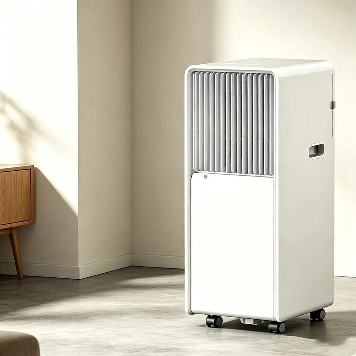 Mobiele airconditioner, 4-in-1, stoffilter en 360 °, omvormer mobiele airconditioner met koeling, verwarming, ontvochtiging en ventilatie, slim