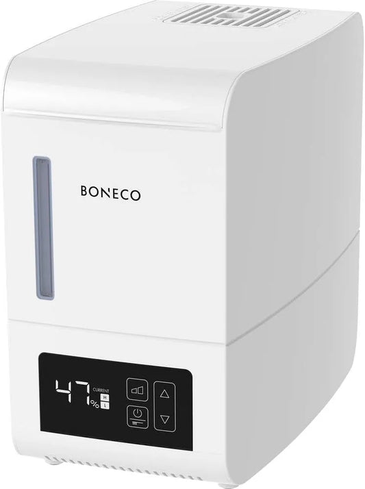BONECO Luchtbevochtiger S250 met digitaal display en wit, hygiënische bevochtiging dankzij vrije stoom