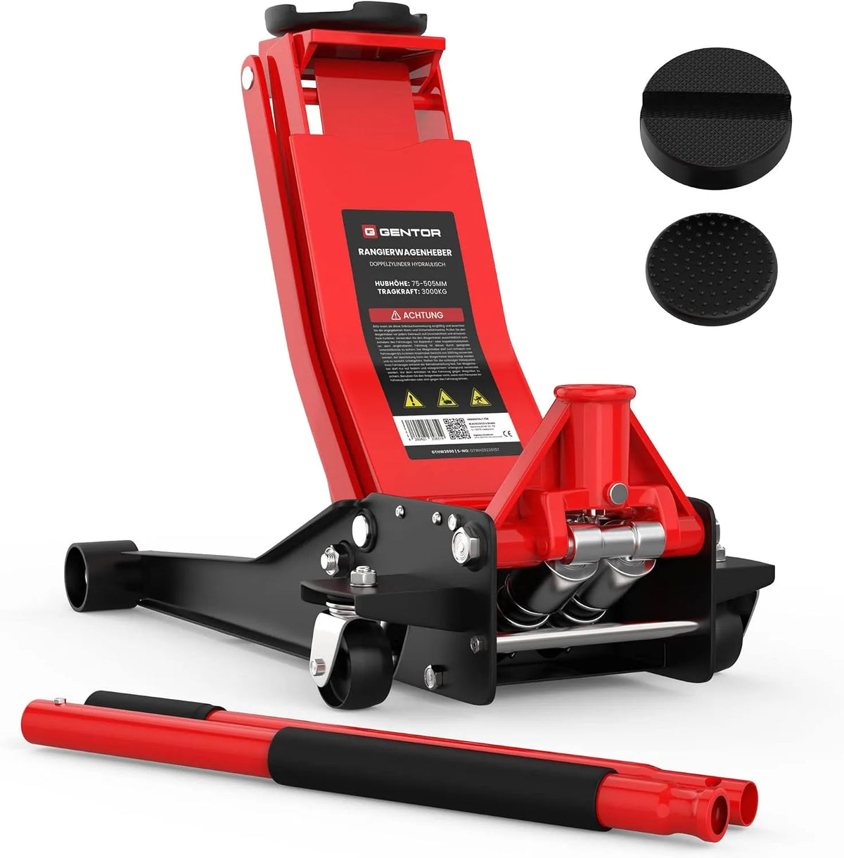 Schaarkrik met 75-505mm, voor bouwplaats en werkplaats, zwart en rood