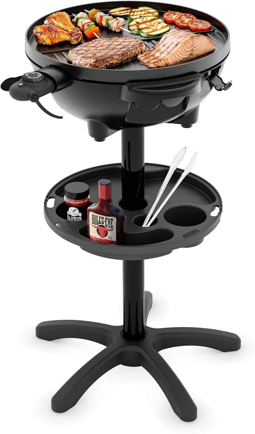 Barbecue, BQ-2885, 2200 W, Grillplaat van 41 cm, Ook te Gebruiken als Tafelgrill, Deksel met Thermometer en Verstelbare Thermostaat