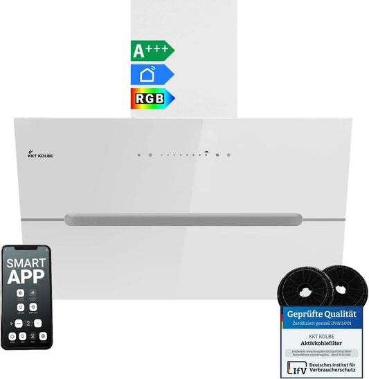 Afzuigkap ECCO8005WM met 80 cm, 50 - 60 cm, wifi, geluidsarme werking en wit