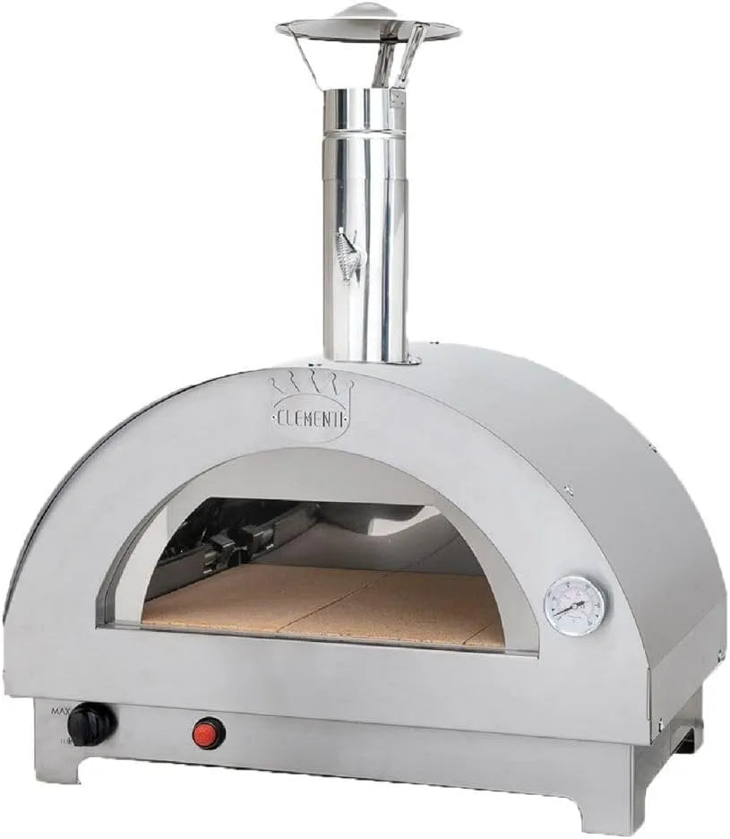 Draagbare gasoven voor pizza 'Clementino' antraciet met 60 x 40 cm, 71 x 52 x 81 cm, 7 kW en antraciet