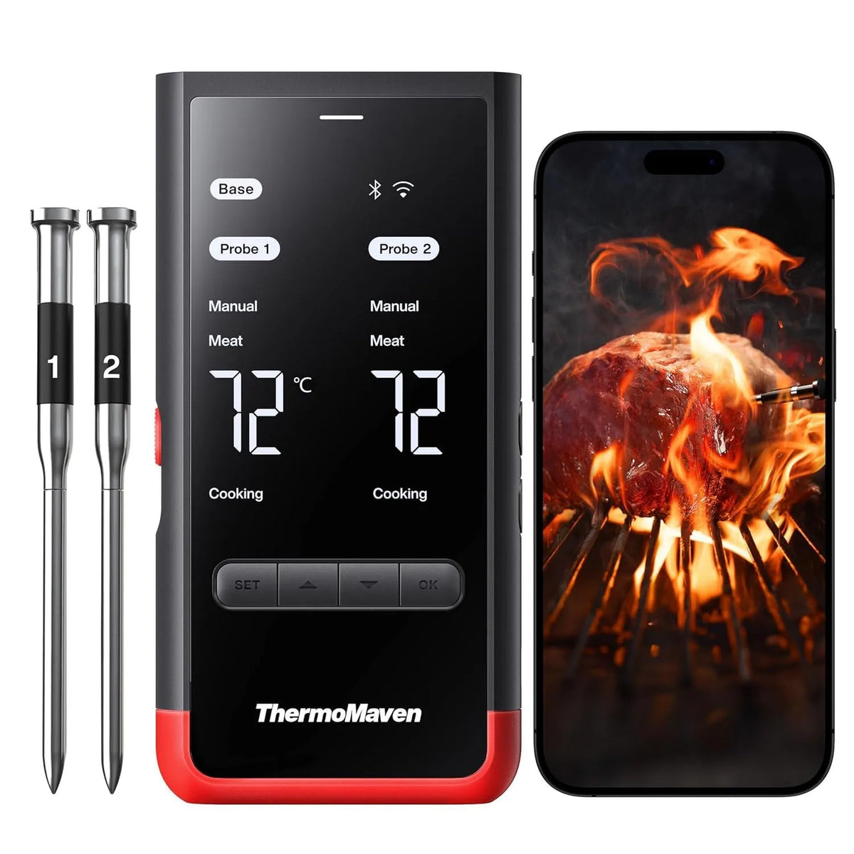 Meter P2 met WiFi, 0,3 °C, Bluetooth, app-bediening en draadloze werking