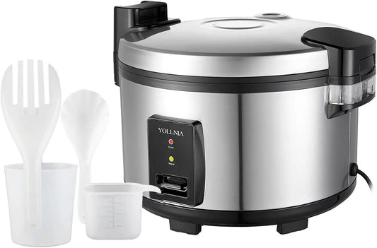 Rijstkoker 23 l met Rijstkoker 23 l, RVS, 2500 W, grote capaciteit voor 50-80 personen en met warmhoudfunctie, zonder te verbranden
