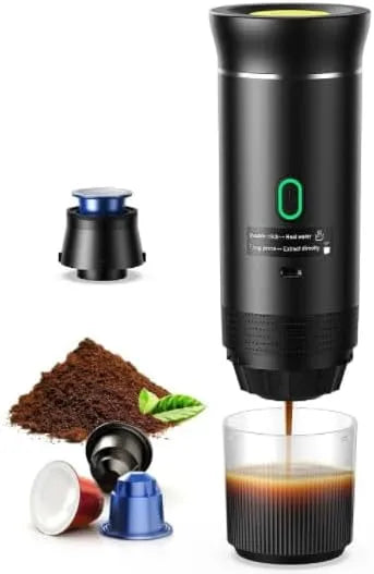 Espressomachine, auto-espressomachine met USB, 5 minuten snel opwarmen, draagbaar koffiezetapparaat, compatibel met capsules en gemalen koffie