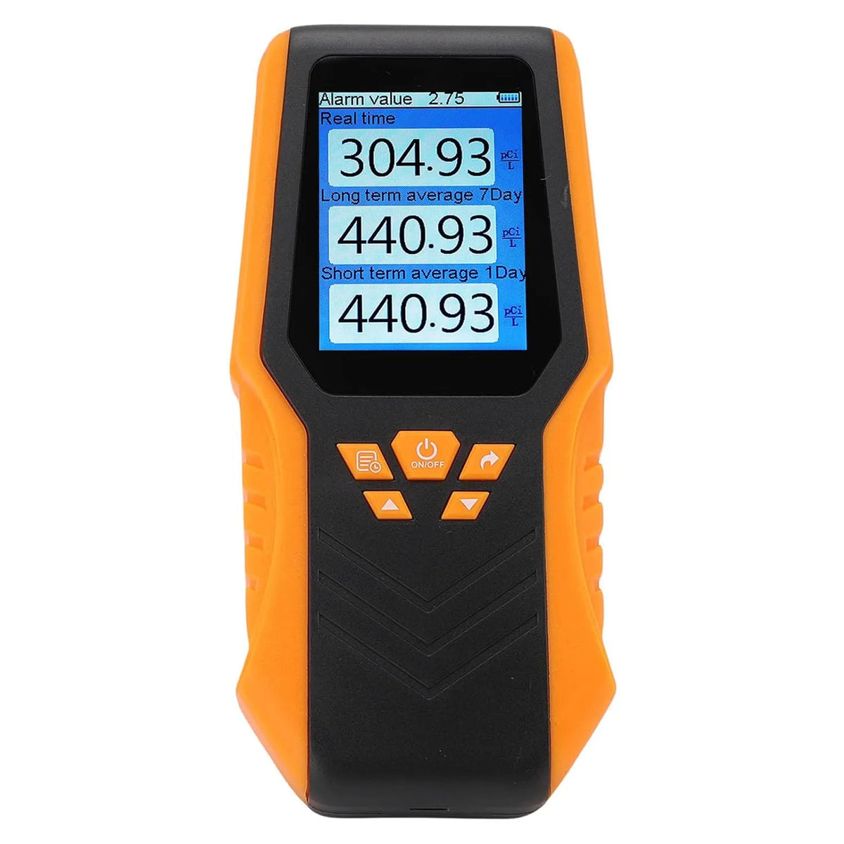 Radonmeter met Digitale radondetector, realtime/gemiddelde radonniveaus, draagbare oplaadbare radonmeter en tester 0,3-270 pCi/L, continue