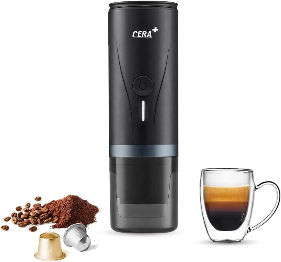 Espressomachine met 3-4 minuten, 20 bar, 12 V, 80 °C, 2500mAh, 50 ml, 80 ml en 3-3,5 uur