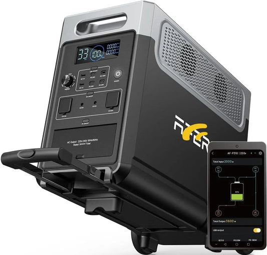 Draagbaar powerstation, LifePO4-batterij, 3600 W, 3840 Wh, 7200 W, 2200 W, 3 x 230 V, bluetooth