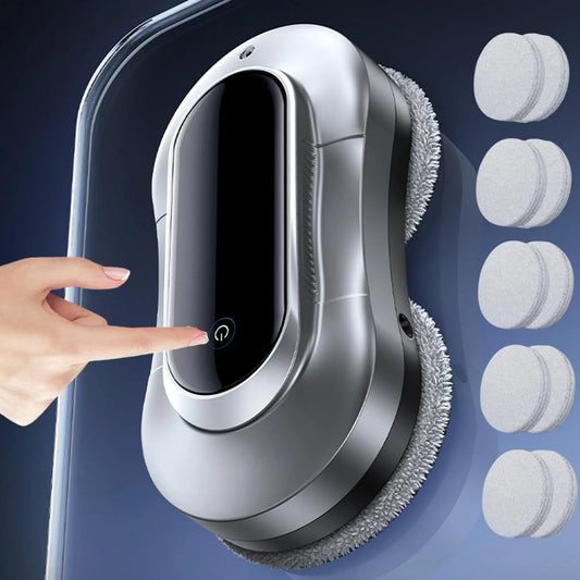 Dweilpads, Automatische robot raamreiniger 5600Pa sterke zuigkracht, raamreiniger met 10 dweilpads, 30ML dubbele watertank, afstandsbediening