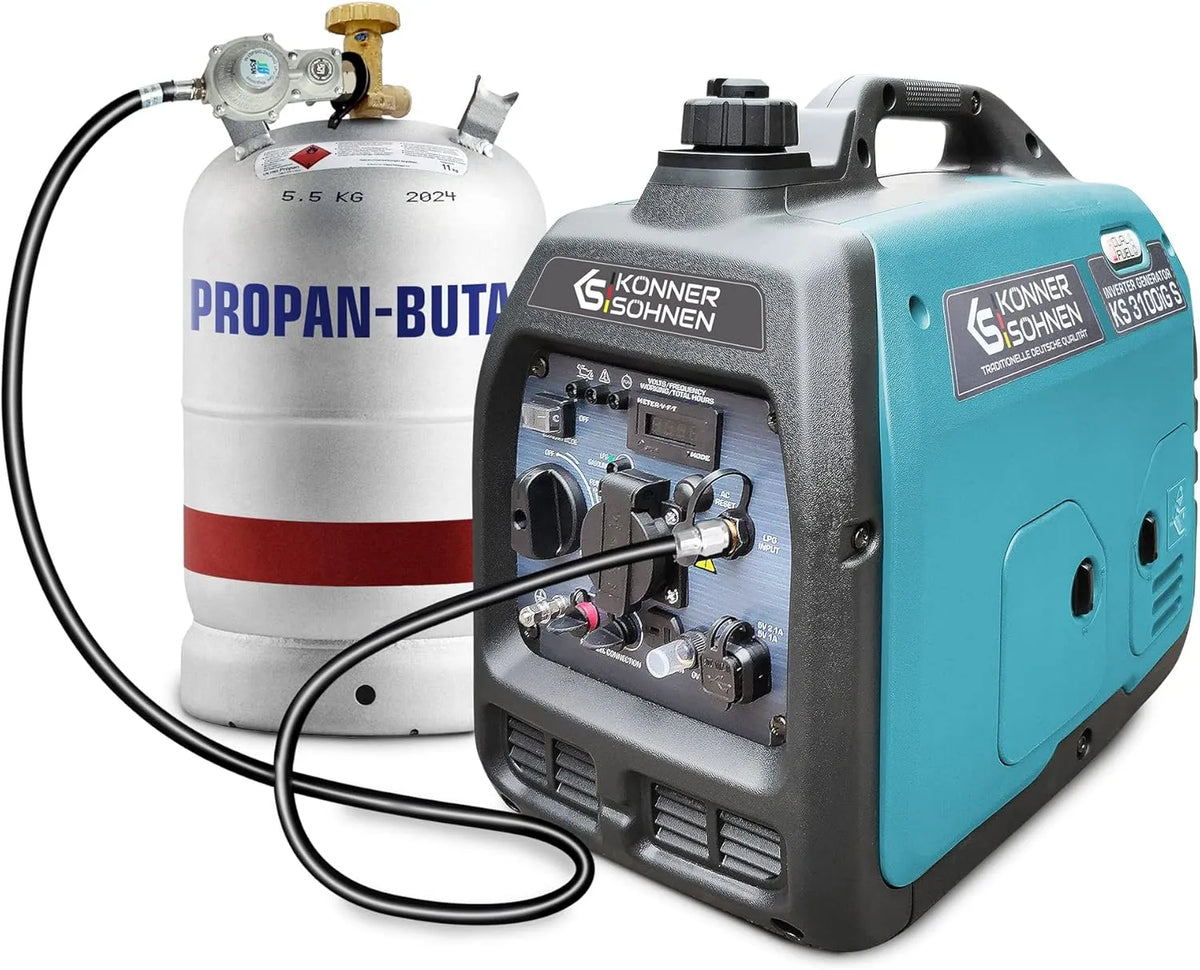 Generator, 3100 W, 2 USB-poorten, ECO-modus, veiligheidsstopcontact 230 V, LED-display, koperen wikkelingen