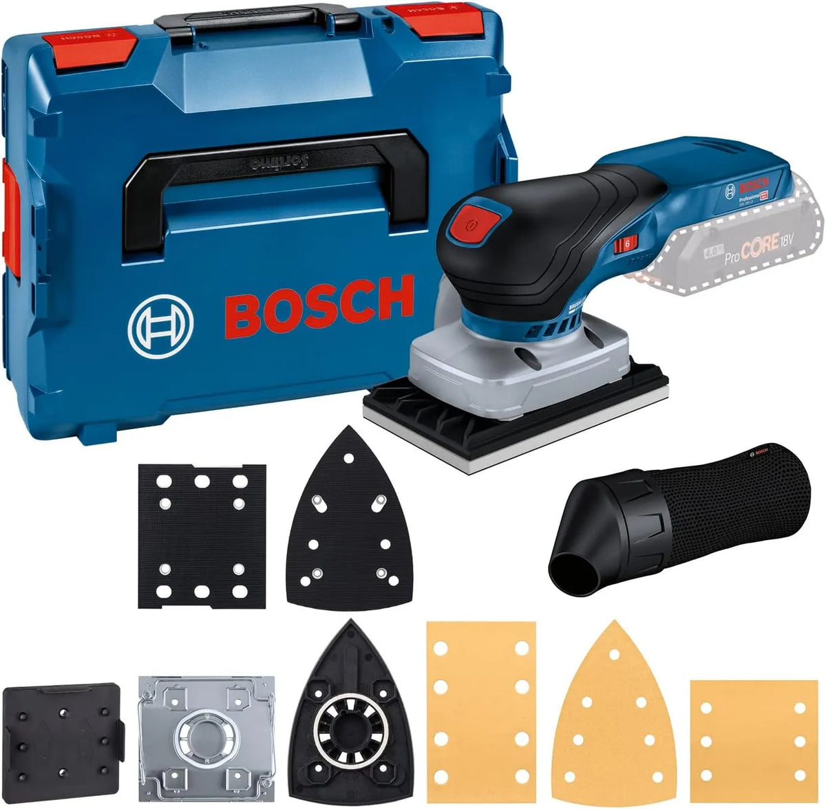 Bosch Professional machine met 18V, 12V en blauw, Bosch Professional 18V systeem accu-vlakschuurmachine GSS