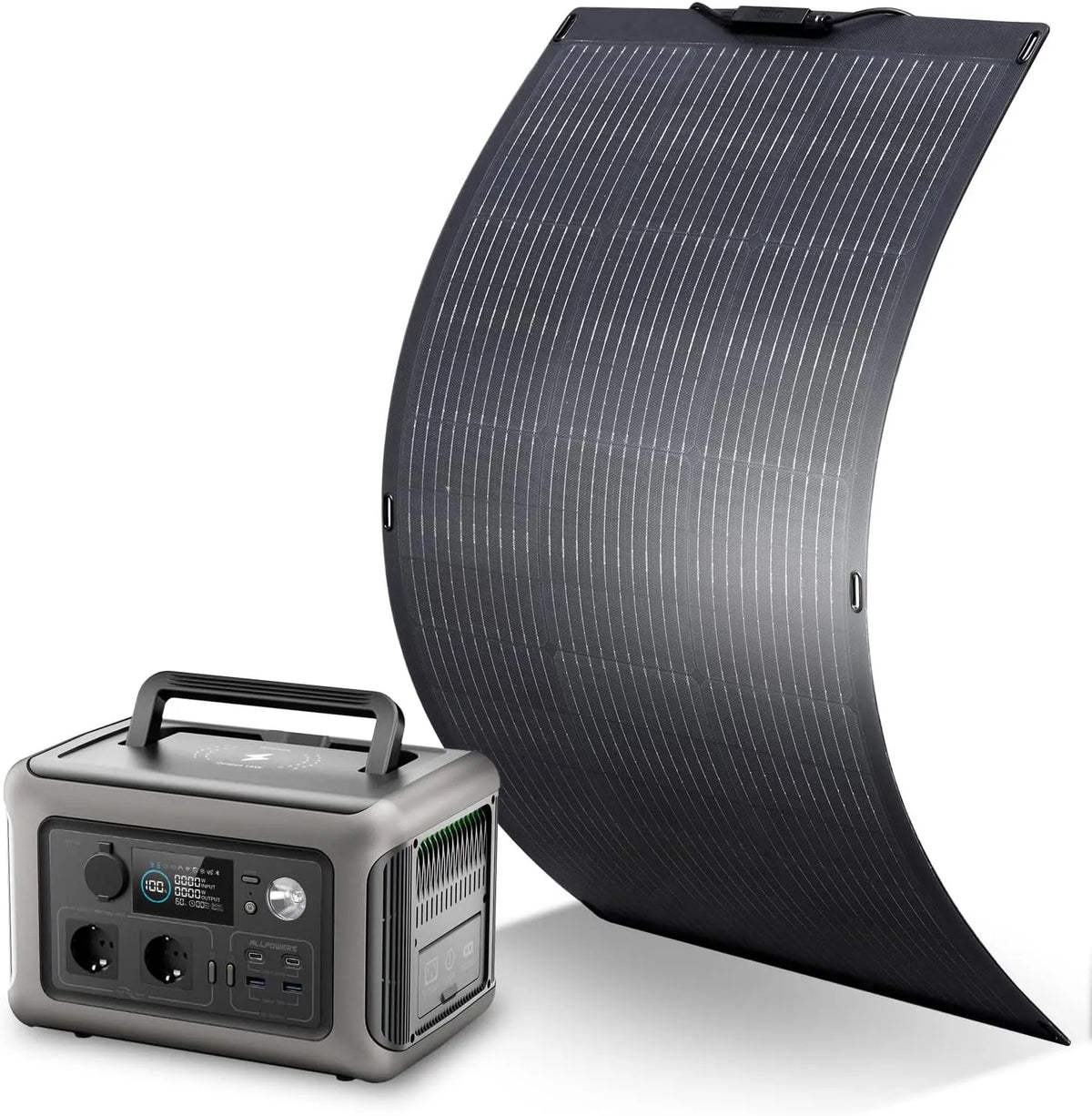 Generator, ALLPOWERS R600 zonne- R600 LiFePO4-batterij, 299 Wh LiFePO4-batterij, 2 x 600 W 1200 W piek, AC-uitgang, mobiele stroomvoorziening