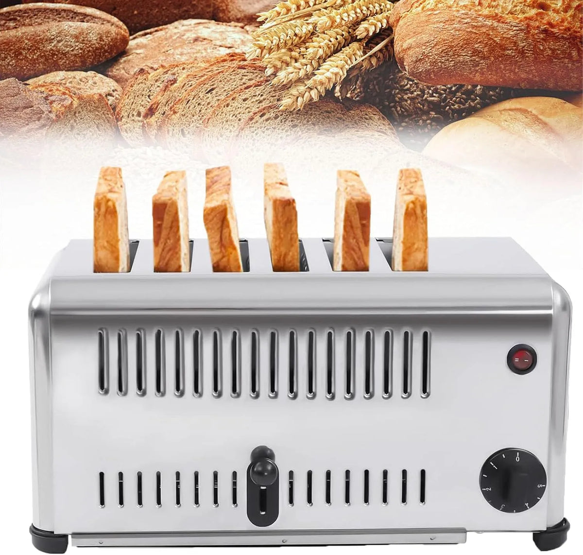 Broodrooster, Brede Sleuven en Verwijderbare Kruimellade, Roestvrijstalen CommerciëLe Broodbakmachine met Brede Sleuven
