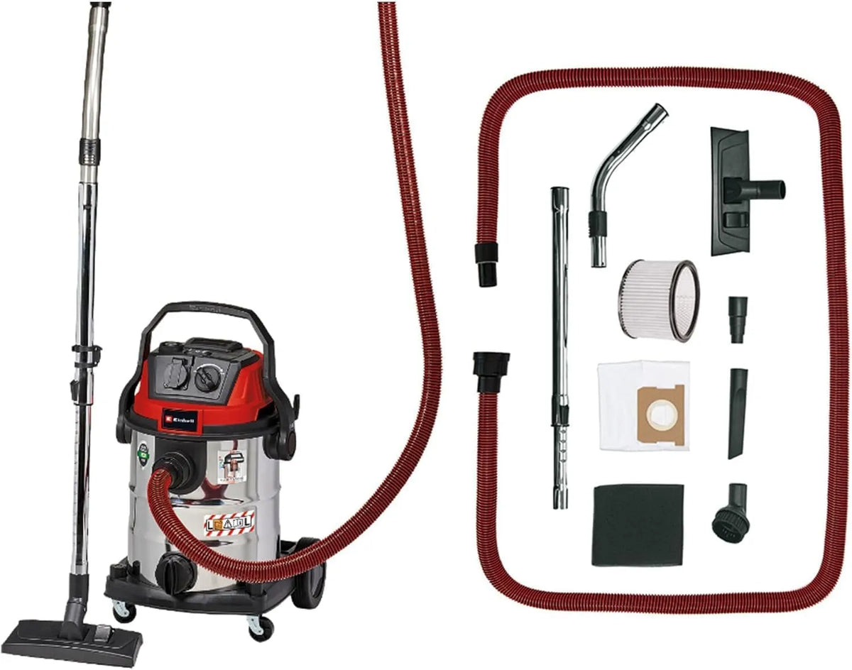 Einhell Nat- en droogzuiger mg/m3 met 1200 W, 25 L, 230 V, 2.200 W, 36 mm, HEPA-filter en RVS